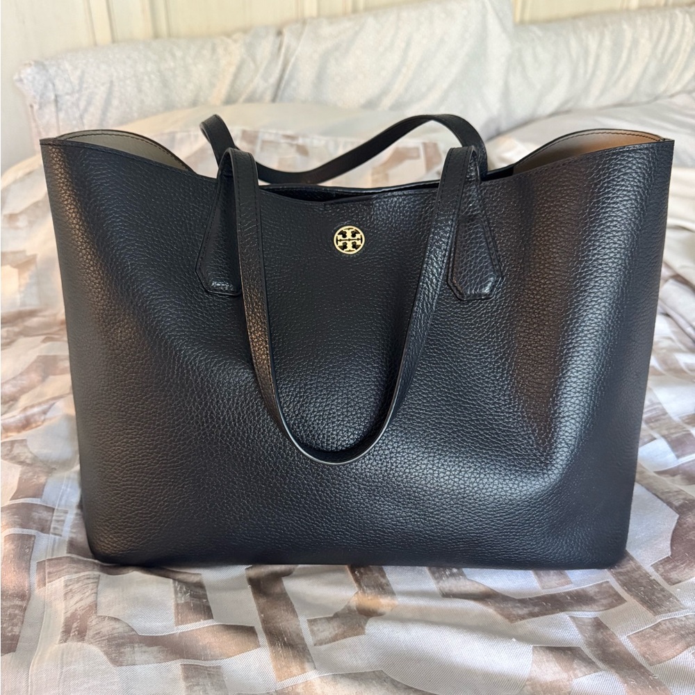 Tory Burch Black Leather Tote Bag